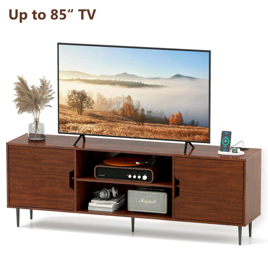 Anrist Modern TV Stand for 65/70/85 inch TV Mid Century Entertainment Centre for Living Room, Brown