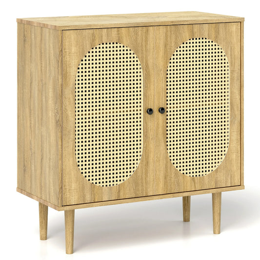 Anrist Sideboard Cabinet Rattan Sideboard and Buffets with Storage for Kitchen Living Dining Room,Oak