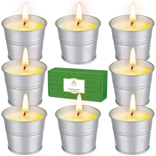 Citronella Candles Outdoor: 8Pcs Garden Citronella Candles Set, 80-120 Hours Soy Wax Scented Candles for Outdoor Indoor Camping Outside Garden