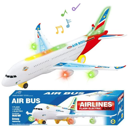 JUGAAD LIFE Airplane Toys for Kids, Bump and Go Action, Toddler Toy Plane with LED Flashing Lights and Music for Boys & Girls 3 -12 Years Old