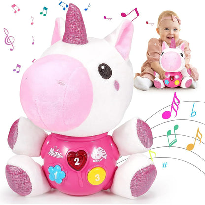 JUGAAD LIFE Baby Musical Toys, Unicorn Musical Plush Toys 3 6 9 12 Months, Infant Light Up Toys for Boys Girls Toddlers, Birthday Christmas Gifts for Baby