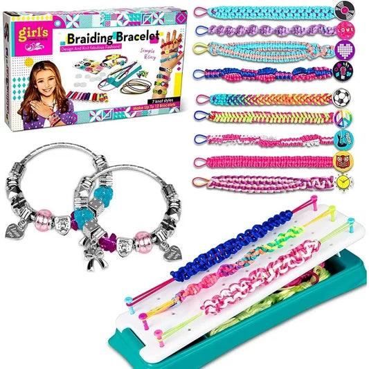 JUGAAD LIFE Friendship Bracelet Making Kit for Girls, 2 Charm Bracelet Making kit for Kids Ages 6-12, Arts and Crafts String Maker Tool, Birthday Christmas Gifts for Teen Girl, Party Activity Set