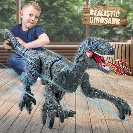 JUGAAD LIFE Remote Control Dinosaur Toys for Kids Boys Walking Robot RC T-Rex with Lights and Sounds Dinosaur Toy Gifts for Boys Girls Age 3-5, 5-7, 8-12 Years Old - Blue