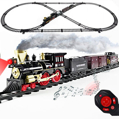 JUGAAD LIFE Train Set for Kids with Adjustable Speed Remote Control Electric Train Toys for Boys Girls RC Train Toys with Smokes, Lights, Sound, Birthday Christmas Gifts for Kids 3 4 5 6 7 Years Old