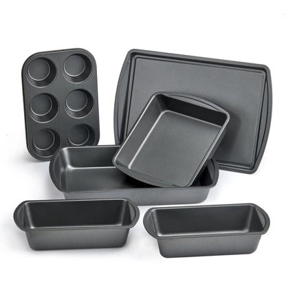 LIMICAR 6 Piece Nonstick Bakeware Sets, Stackable Bake Set Easy for Release and Clean up, Carbon Steel, Gold