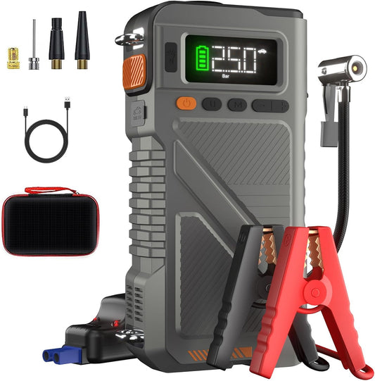 NEX-POW 4000A Jump Starter with Compressor, 12V Jump Box with 160PSI Tire Inflator and LCD Display