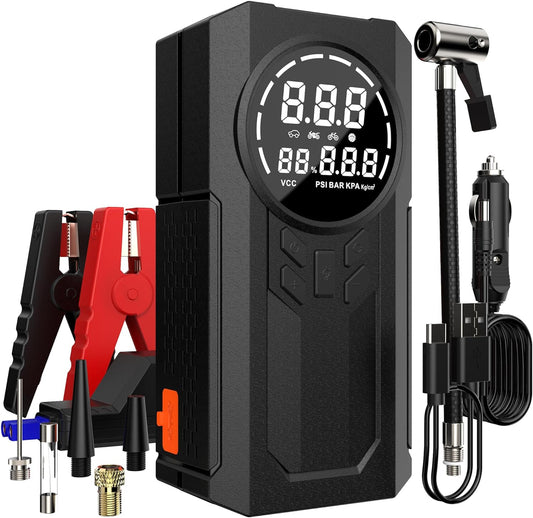 NEX-POW Car Jump Starter with Air Compressor, 12V 3000A Car Battery Jump Starter with 150 PSI Tire Inflator