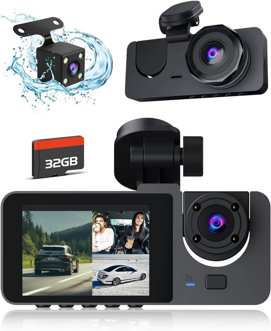 NEX-POW Dash Cam Front and Rear with Night Vision and Parking Monitor