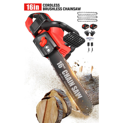 RELOIVE 42V 16" Brushless Cordless Chainsaw Great For Tree Felling, Limbing, Pruning, and Firewood U56