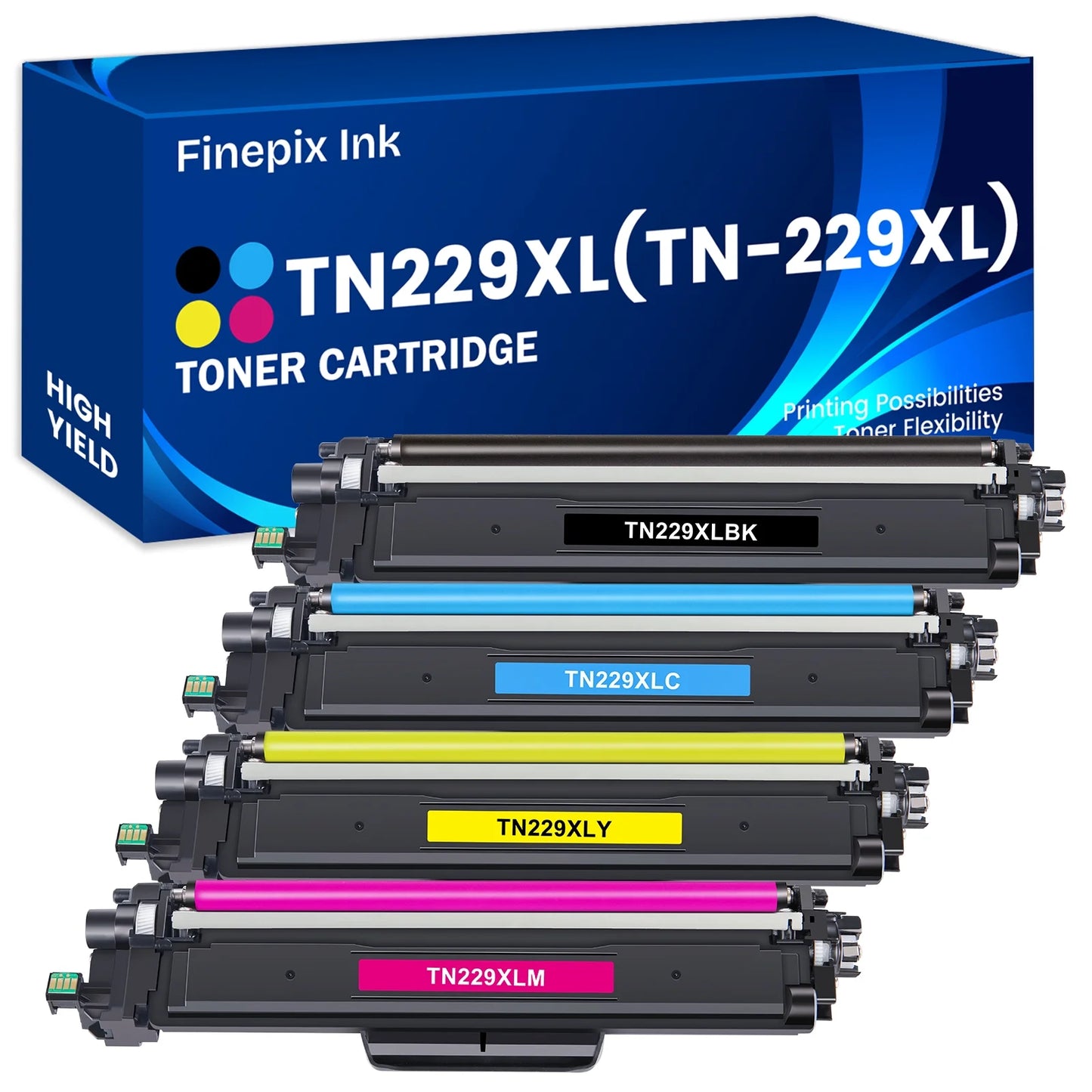 TN229XL Toner Cartridges High Yield with Chip Compatible for Brother TN229XL HL-L3220cdw L3280cdw L3295cdw L3300cdw 8245cdw MFC-L3720cdw L3765cdw L8395cdw (Black Cyan Magenta Yellow, 4-Pack)