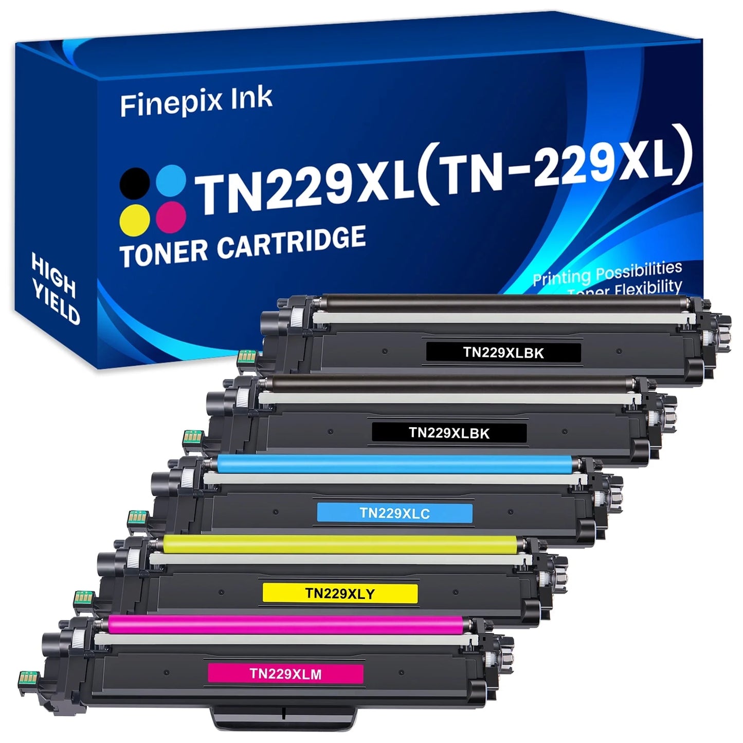 5-Pack TN229XL Toner Cartridges High Yield with Chip Compatible for Brother TN229XL HL-L3220cdw L3280cdw L3295cdw L3300cdw 8245cdw, MFC-L3720cdw L3765cdw L8395cdw (2*Black Cyan Magenta Yellow)