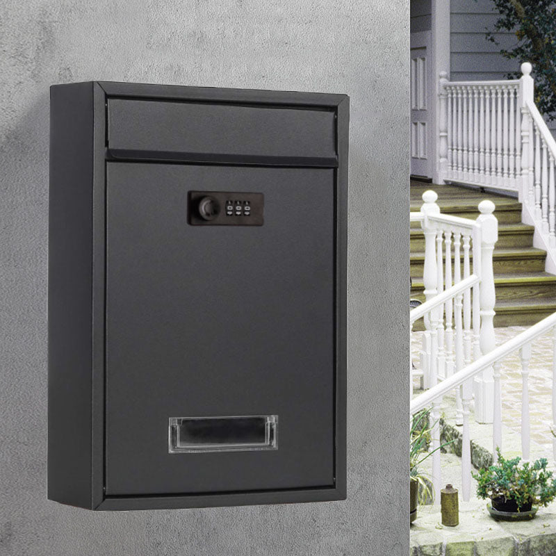 Wall Mounted Mailbox with Combination Lock, Steel Cover Metal MailBox, Dropbox with Slot, 9.2"x4.5"x11.6", Black