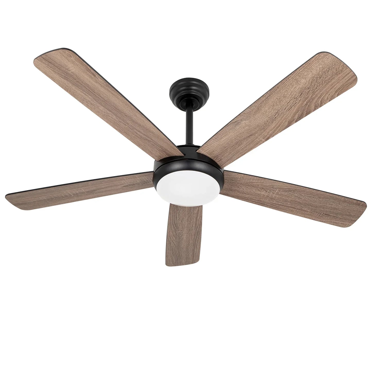 Wozzio 52 inch Ceiling Fan with Light and Remote,DC Motor,3CCT Dimmable LED Light,5 Reversible Solid Wood Blades,Indoor & Outdoo