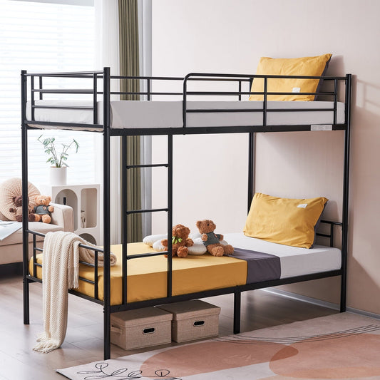 Zimtown Twin over Twin Steel Bunk Beds Frame, 78" x 42" x 65" with Ladder Bedroom Dorm Room for Kids Adult Children