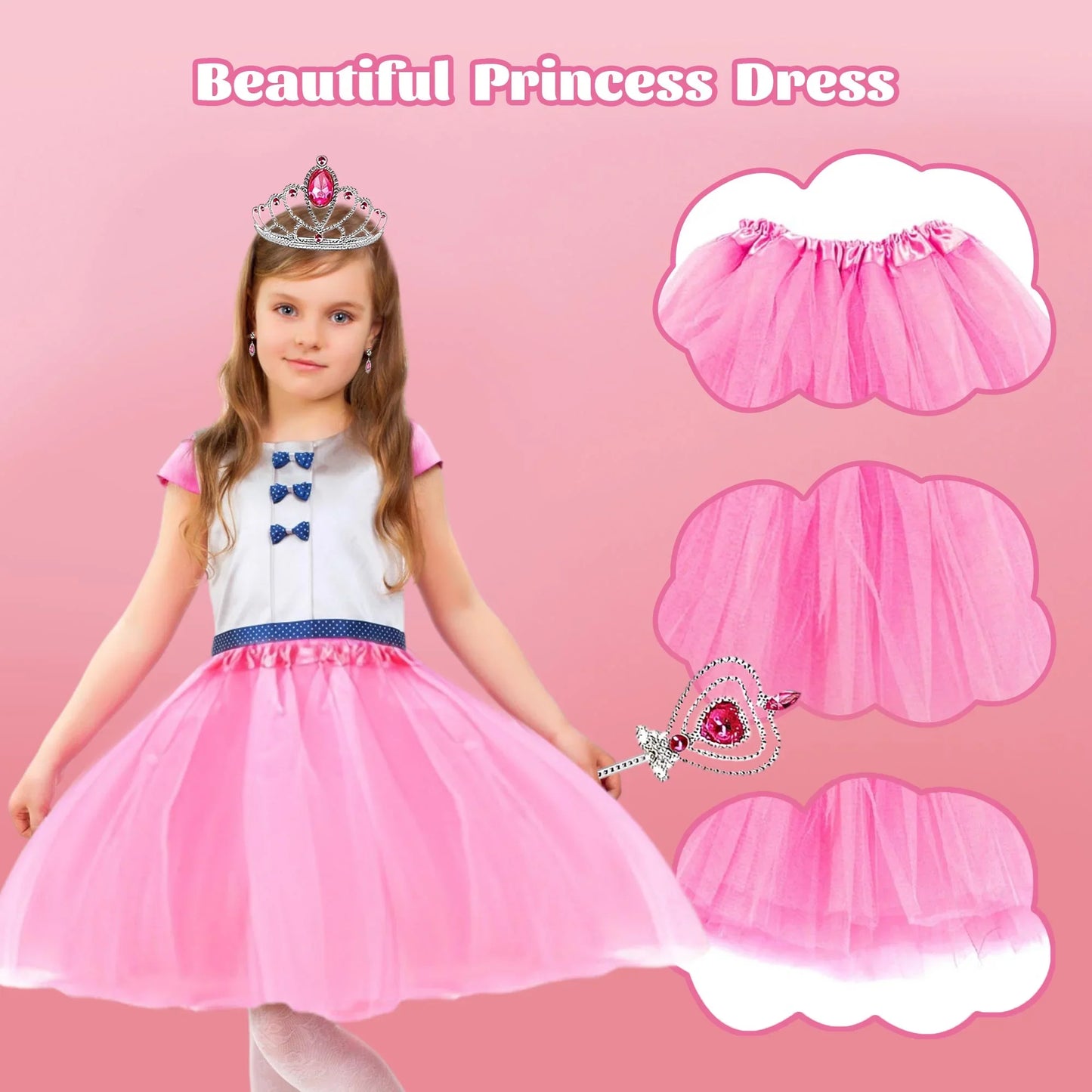 JUGAAD LIFE Princess Toys, Princess Dress up for Girls, Jewelry, Crown and Shoes, Princess Pretend Play Toy Gift For 3 4 5 6 7 Year Old Girls