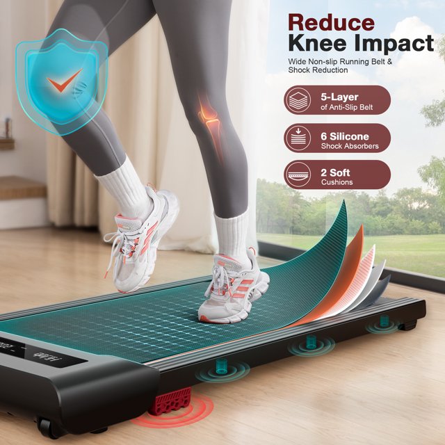 HIJOB Walking Pad, 2 in 1 Under Desk Treadmills for Home Office, Portable Walking Pad Treadmill with Remote Control, LED Display, Black