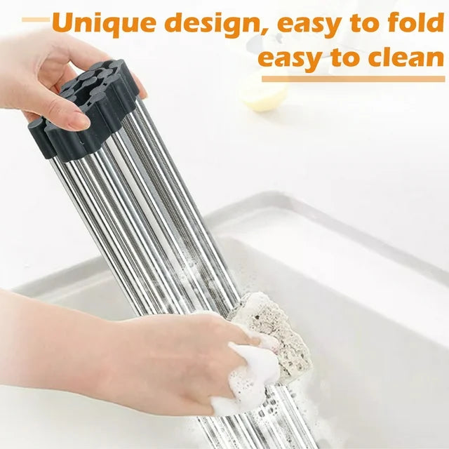 Roll Up Dish Drying Mat Over The Sink, 19.7" x 13.8" Foldable Multipurpose Sink Dish Drying Rack