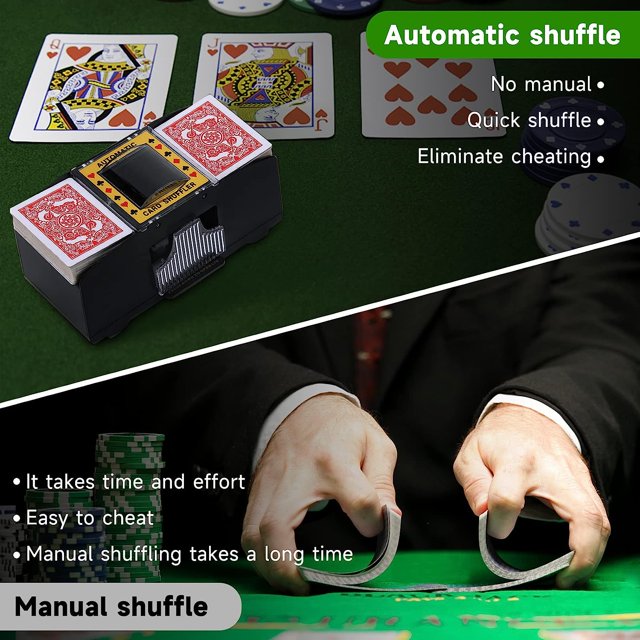 Automatic Card Shuffler 1/2/4/6 Decks, Electric Battery-Operated Shuffler, Casino Card Game for Poker, Home Card Game, UNO, Phase10, Texas Hold'em, Blackjack, Home Party Club Game