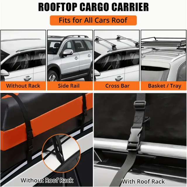 Car Rooftop Cargo Carrier Bag, Car Roof Bag for All Vehicle with/without Racks