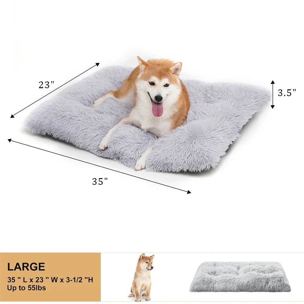 Reyox Large Dog Bed, Plush Dog Cage Bed Fluffy, Washable Dog Mat with Non-Slip Bottom for Large and Medium Dogs,35 x 23 inch