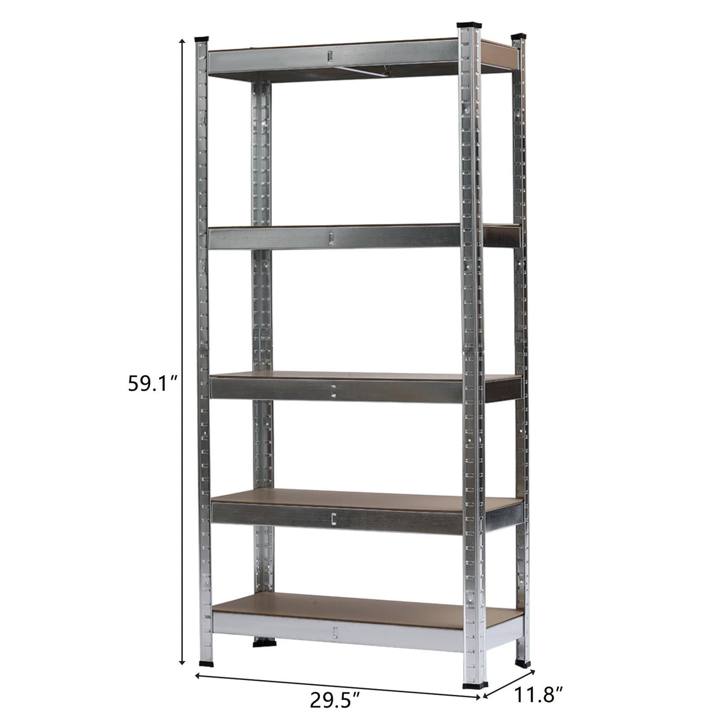 FCH 5 Tier Heavy Duty Steel Shelving Unit, 11.8"W x 29.5"D x 59"H Garage Storage Rack Silver