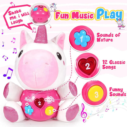 JUGAAD LIFE Baby Musical Toys, Unicorn Musical Plush Toys 3 6 9 12 Months, Infant Light Up Toys for Boys Girls Toddlers, Birthday Christmas Gifts for Baby