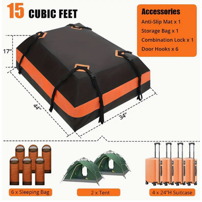 Car Rooftop Cargo Carrier Roof Bag, Waterproof Roof Top Cargo Carrier