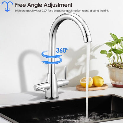 RELOIVE Kitchen Faucet, Stainless Steel Kitchen Faucet with Pull Down Sprayer Faucet/Waterfall 2 Water Outlets High Arc Kitchen Sink Faucet Hot&Cold Water Temperature Adjustable Utility Faucet