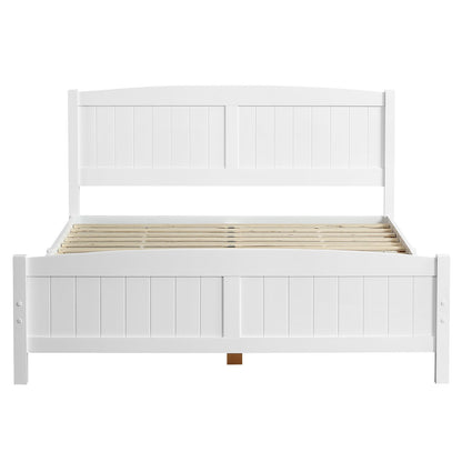 Zimtown Queen Platform Bed, Solid Pine Wood Kids Bed Frame with Headboard and Footboard , Easy Assembly, White