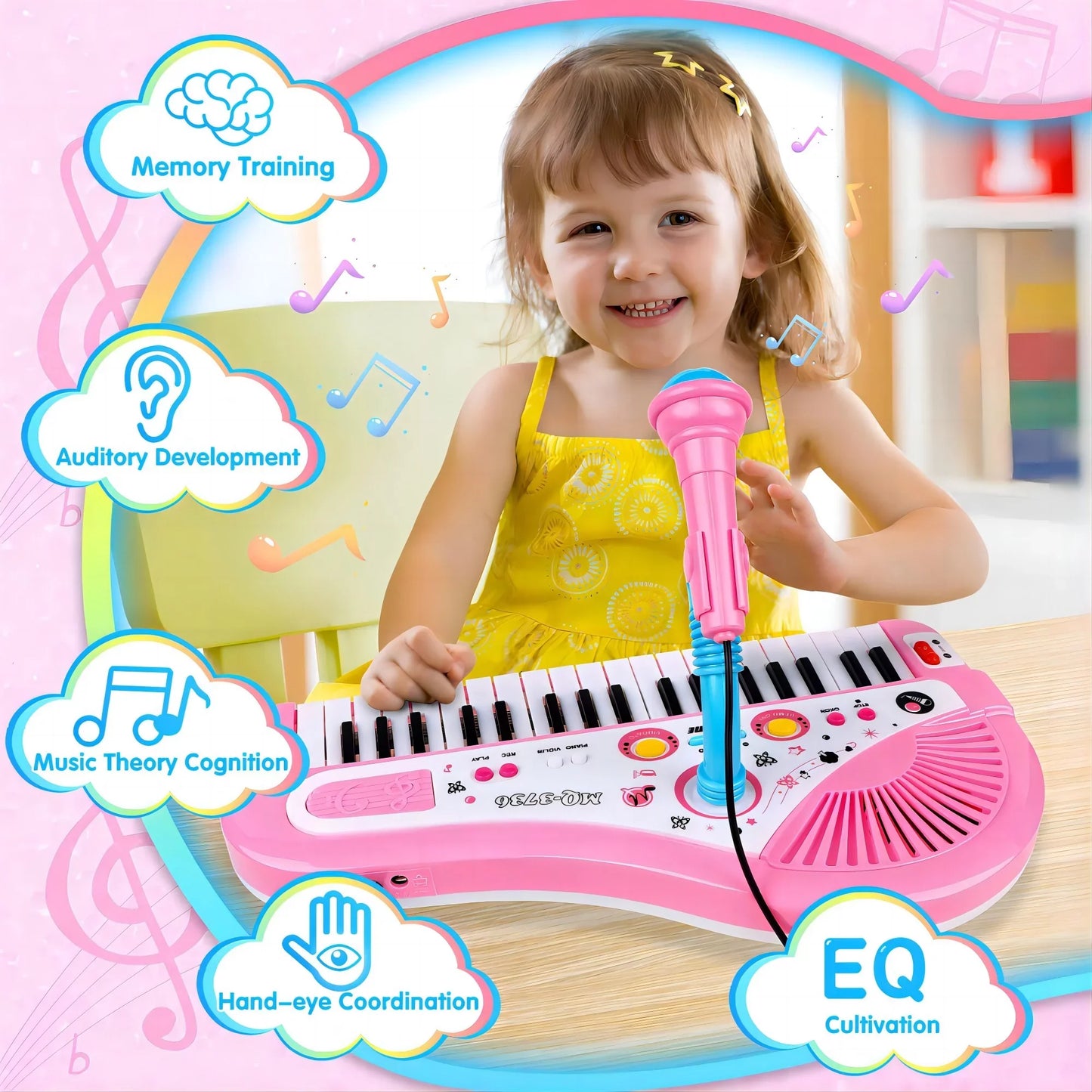 JUGAAD LIFE Piano for Kids 37 Keys Piano Toys for Girl Toddlers with Built-in Microphone & Music Modes Best Birthday Gifts for 1 2 3 4 5 Year Old Girls Educational Keyboard Musical Instrument Toys