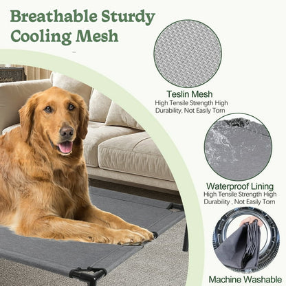 Reyox Cooling Elevated Dog Bed for Large Dogs,Large Raised Dog Bed with Breathable Mesh,Washable Chew Proof Dog Cot