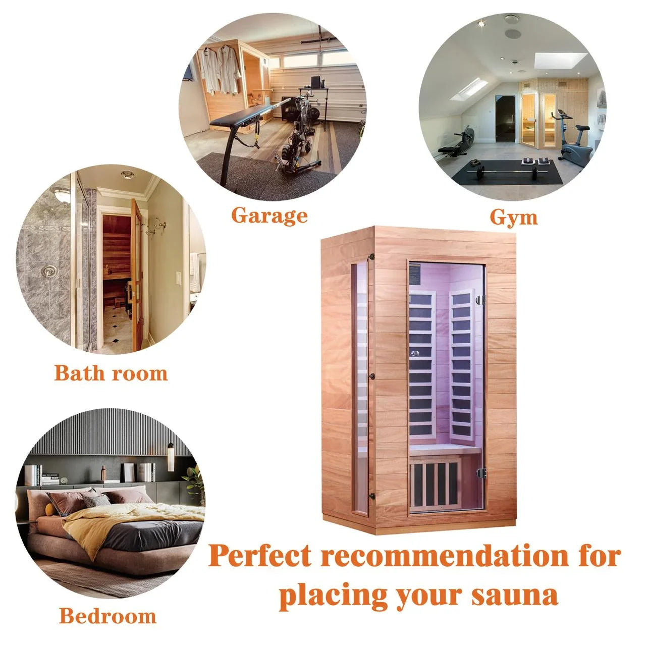 Jingliving Home Sauna Room 1 Person Okoume & Hemlock Wooden Indoor Sauna