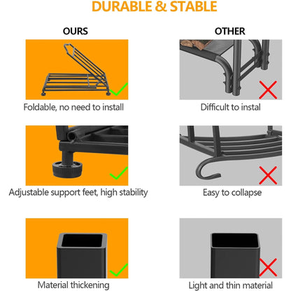 Firewood Rack, Foldable Firewood Holder, Firewood Storage Rack for Indoor Outdoor Log Organization and Storage