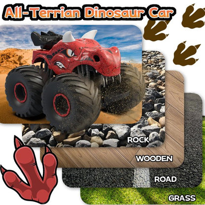 JUGAAD LIFE Dinosaur Remote Control Car 2.4GHz RC Monster Trucks for Boys Girls with Light, Sound & Spray, Dinosaur Toys Christmas Gift for Kids 3 4 5 6 7 8 Years Old-Red