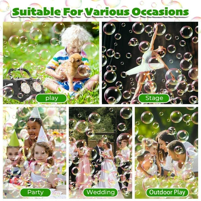 JUGAAD LIFE Bubble Machine for Toddlers & Kids Upgrade Automatic Bubble Blower with 2 Fans, Bubble Maker Plug-in or Batteries Bubble Toys for Kids Outdoor Birthday Party, Wedding