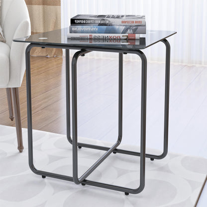 Modern Tempered Glass Coffee Table End Table Side Table for Living Room,bedroom, Black