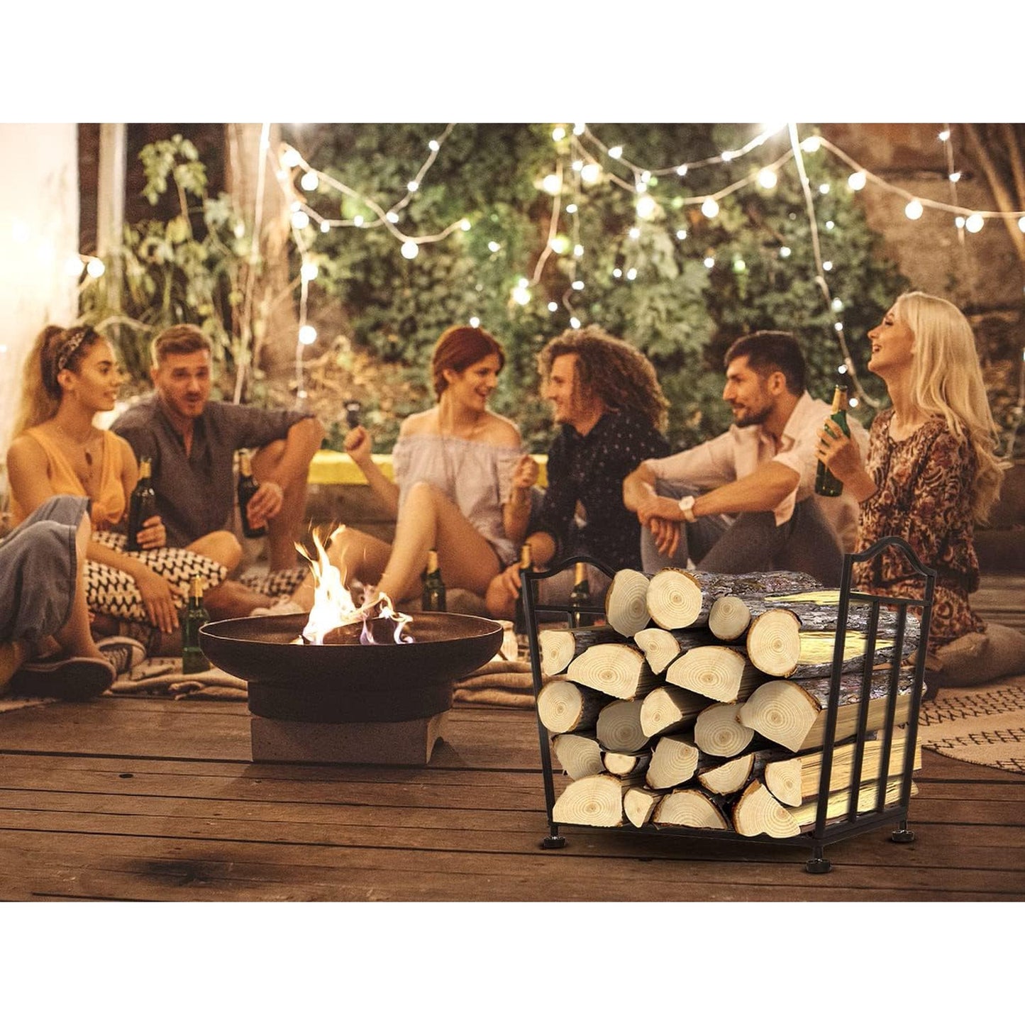 Firewood Rack, Foldable Firewood Holder, Firewood Storage Rack for Indoor Outdoor Log Organization and Storage