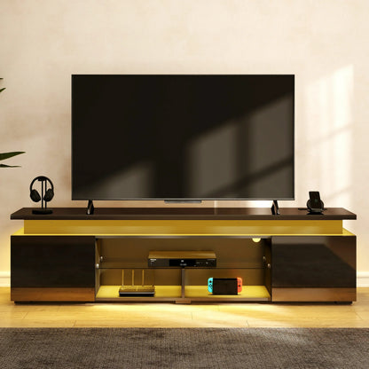 Anrist Modern TV Stand for 85 inch TVs with LED Lights Power Outlet Entertainment Center Media Console for Living Room,Black